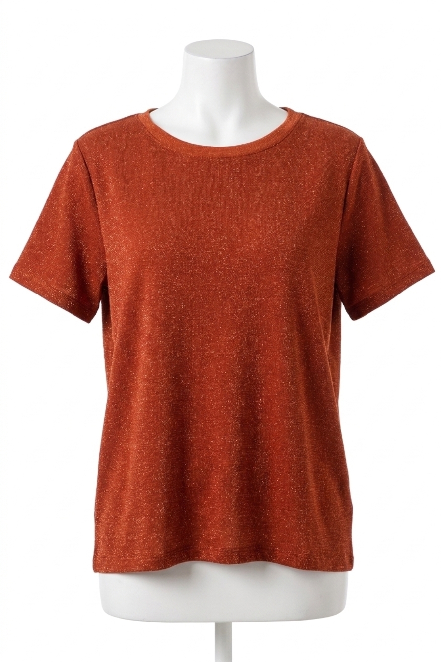 NEW KORI foggy foil contrast top in brick